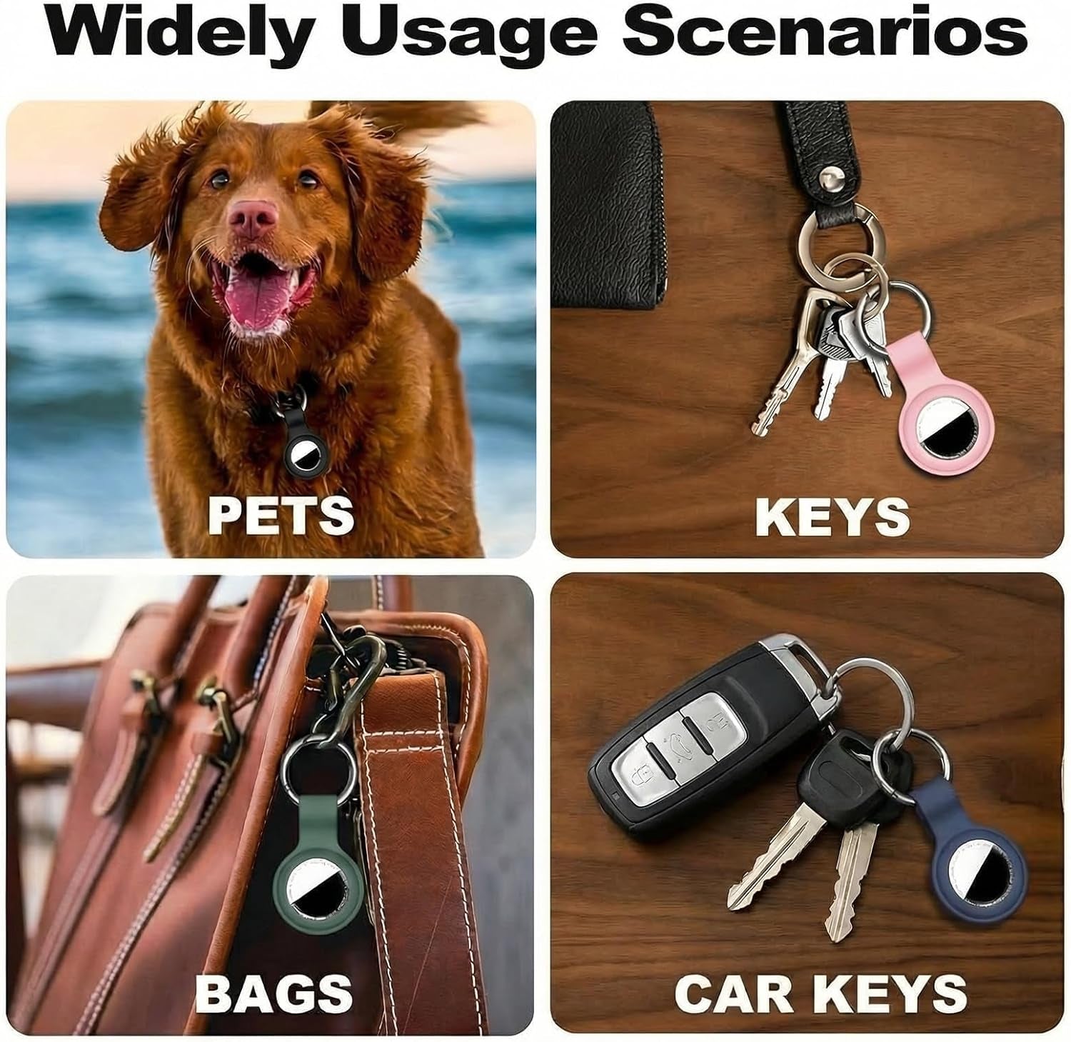 【4 Pack】 Compatible with Airtag Case Keychain Air Tag Holder Silicone Airtags Key Ring Cases Tags Chain Apple Airtag GPS Item Finders Accessories，Multicolor